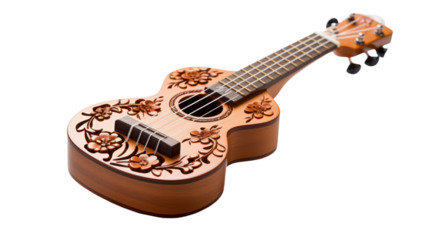 Wooden ukulele guitar isolated on transparent background. PNG Hobbies