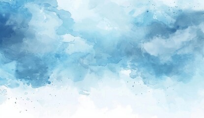 Obraz premium Serene Blue Watercolor Abstract Background: Digital Painting of Soft Sky-like Textures and Shades, Ideal for Design Projects and Artistic Inspirations.