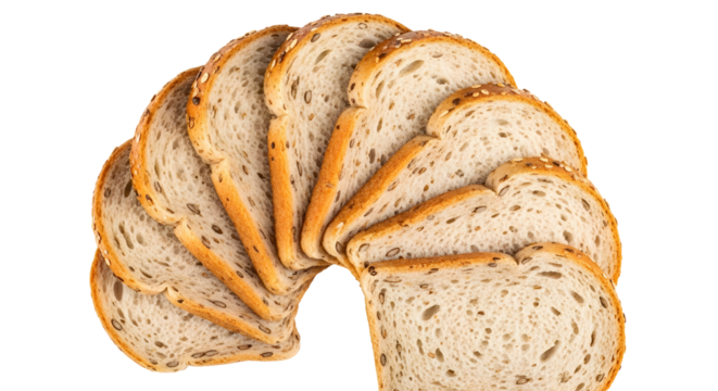 Bread slices arranged in a circular pattern
