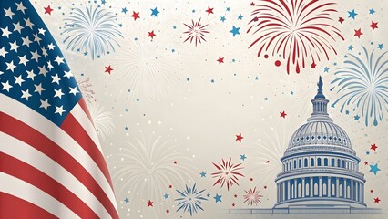 Patriotic American Celebration: Fireworks over the US Capitol
