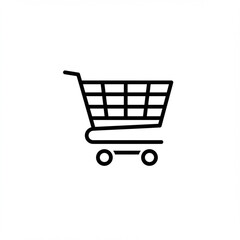 Simple black outline icon of a shopping cart on a white background