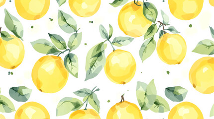 Hand drawn watercolor lemon Sicilian painting on white background. Fruit vector illustration. Pattern watercolor fruit.	