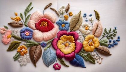 embroidery floral design needlework craft handmade flowers
