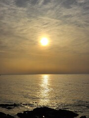 Early dawn, horizon sunrise, beautiful natural sunrise dawn seascape background, Yeongdeok, South Korea - 이른 새벽, 수평선 해돋이, 아름다운 자연 일출 새벽 바다 풍경 배경, 영덕, 한국