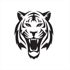 Roaring Tiger Head Logo, Fierce Wild Animal Vector, Tribal Mascot Illustration, Powerful Big Cat Design
