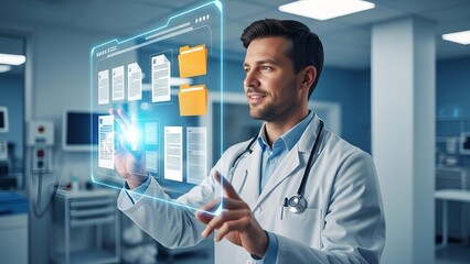 doctor looking at files