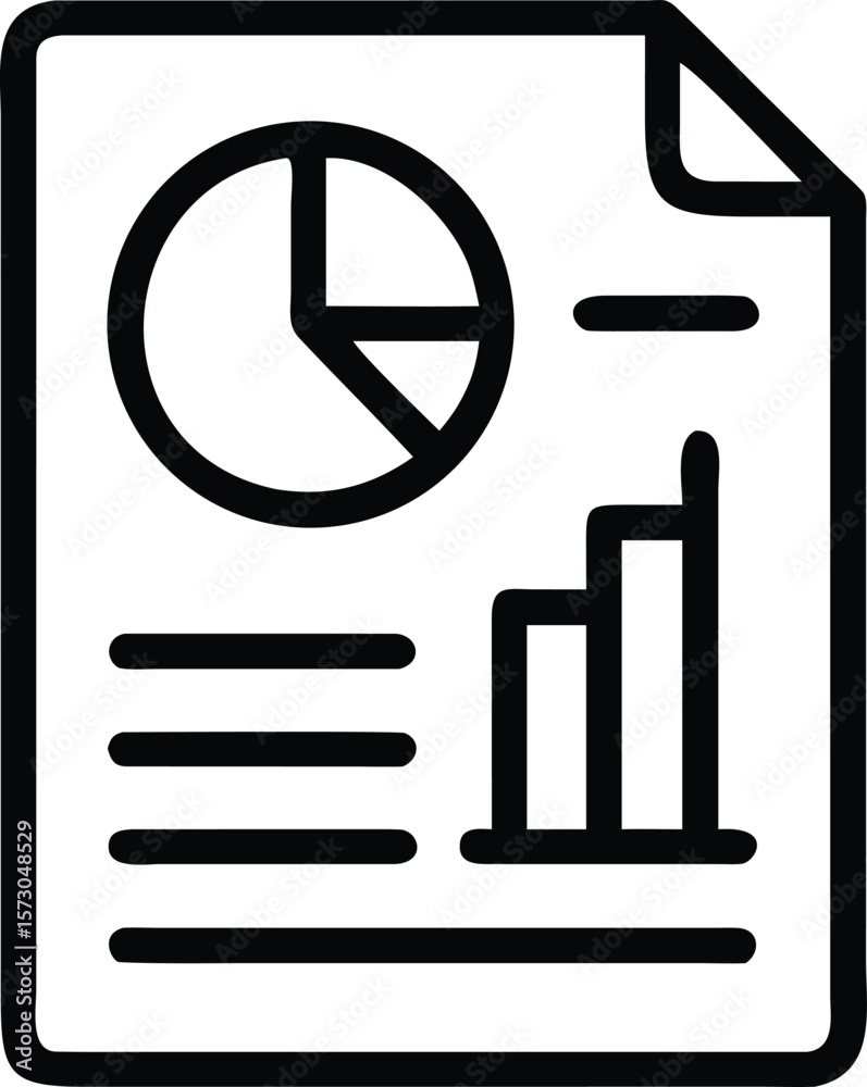 Poster Clean outline icon representing a report document with data presentation elements