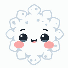 Obraz premium Cute cartoon snowflake character with a smiling face and big eyes 