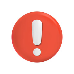 3d circle exclamation sign warning or danger risk message alert problem icon. vector illustration