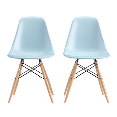 Modern plastic dining chairs isolated on transparent background cutout