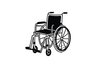 Silhouette of wheelchair isolated on a white background