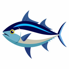 Obraz premium Stylized Tuna Illustration A vibrant depiction of a tuna fish showcasing its sleek body distinctive fins and striking blue and white coloration against a clean