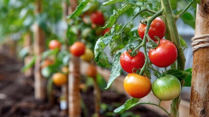 close-up of tomato plants with ripe creative illustration