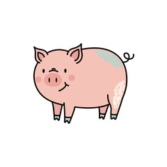 Cute and Playful Cartoon Pig Character Illustration for Kids