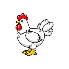 Cartoon Chicken with Bright Colors and Playful Expression