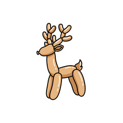 Cute Balloon Animal Deer with Antlers in a Simple Cartoon Style