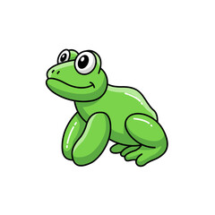 Cartoon Frog Character with Big Eyes and Friendly Smile Illustration