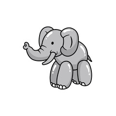 Cute Cartoon Elephant with Big Ears and Playful Expression