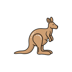 Cute Cartoon Style Brown Kangaroo Character with Friendly Expression