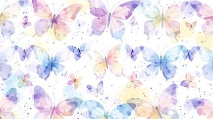 Watercolor butterflies on white background
