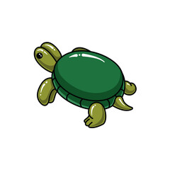 Cute Cartoon Turtle in Vibrant Green Color with Playful Expression