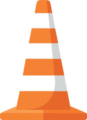 Traffic cone safety symbol with orange and white stripes vector illustration for construction and roadwork hazard warning