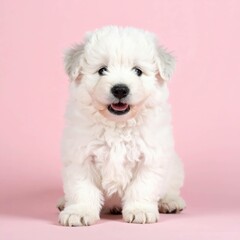 Obraz premium Retrato Adorable de Cachorro de Pastor de las Tierras Bajas Polaco sobre Fondo Rosa, Generated image