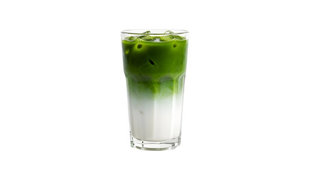 Iced matcha latte in glass
