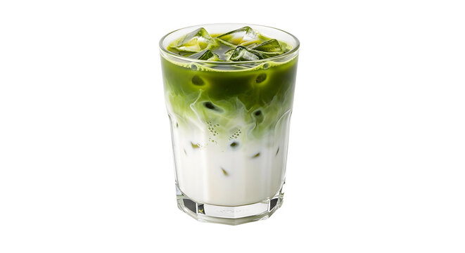 Iced matcha latte beverage image