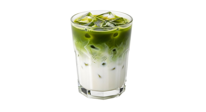 Iced matcha latte beverage image
