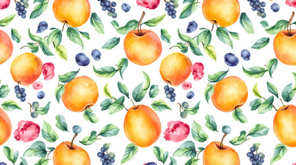 Watercolor vegetables pattern on white background