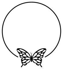 Circular Butterfly Frame | Decorative Frame Element | Vector Illustration