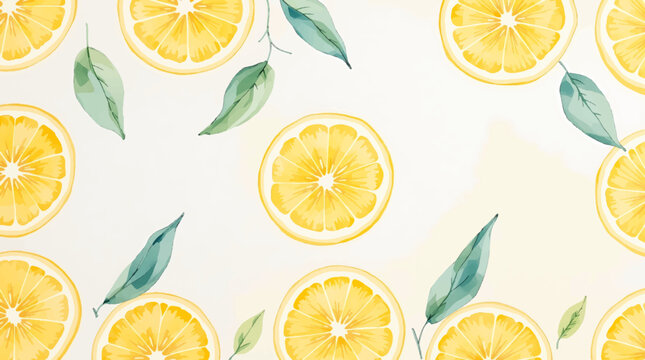 Hand drawn watercolor lemon Sicilian painting on white background. Fruit vector illustration. Pattern watercolor fruit.	
