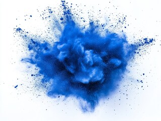 Obraz premium Vibrant Blue Powder Explosion Cloud on White Background: Abstract Art Photography
