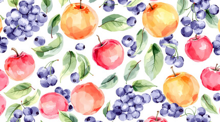 Watercolor vegetables pattern on white background