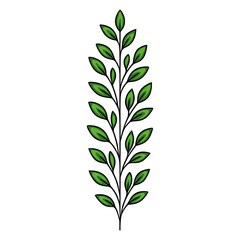 Fototapeta premium Elegant vertical vector illustration of a stylized green sprig with detailed leaves, perfect for design projects needing a touch of nature.