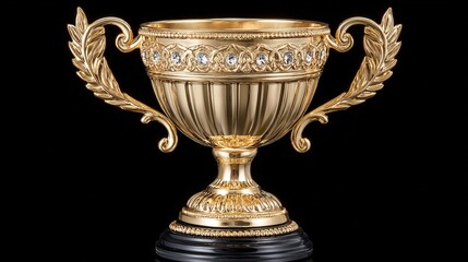 A sleek golden trophy cup polished and shining set against a dark background perfect for celebrating achievements