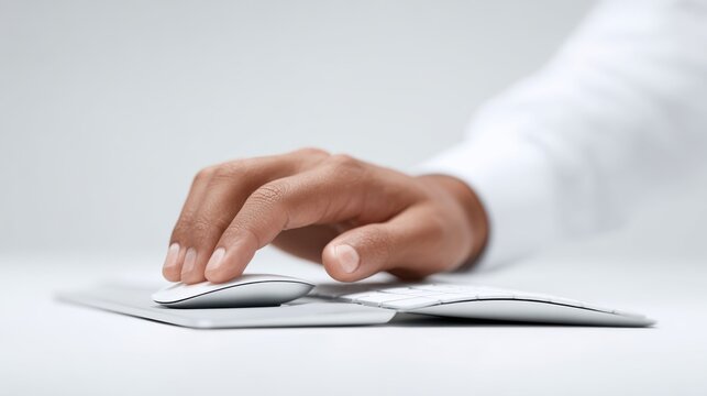 Computer Mouse Hand, Typing, Technology, Work, Office - Stock Image
