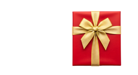 Red gift box with gold ribbon