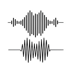 Black sound wave patterns on white background audio music