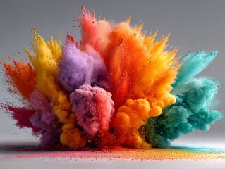 Fototapeta premium Vibrant Multicolored Powder Explosion: Abstract Art Photography in Studio Setting
