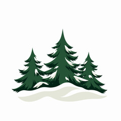 Fototapeta premium Evergreen trees covered in snow on a white background 