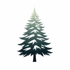 Obraz premium Pine tree silhouette with gradient design on white background 