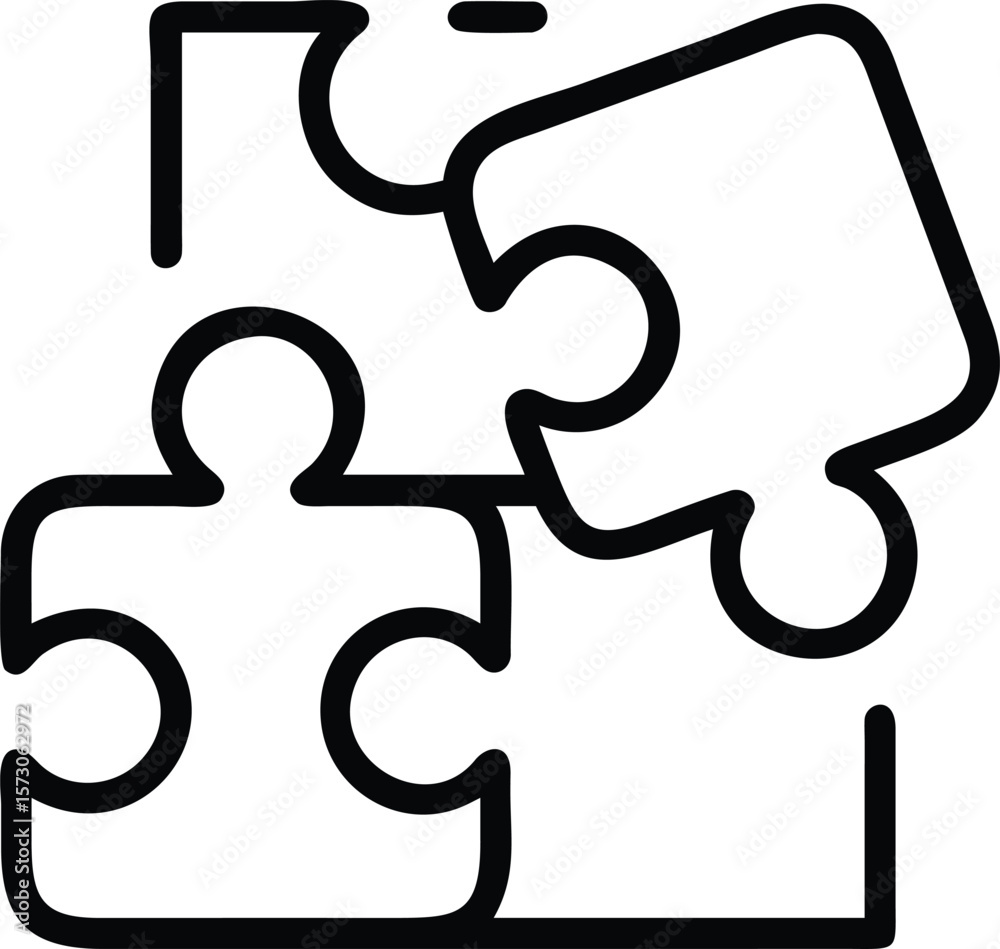Poster outline icon of a puzzle piece symbolizing connection integration and problem solving