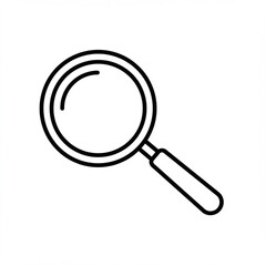Simple black line art icon of a magnifying glass on a white background
