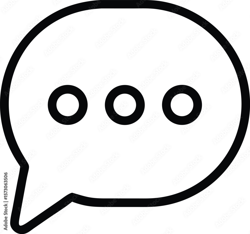 Poster outline speech bubble icon with three dots for communication and messaging