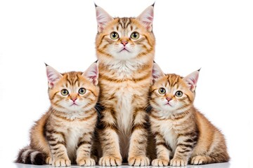Obraz premium Golden Cat Family Portrait: A captivating portrait showcases a family of golden-colored cats, exuding warmth and affection in a well-lit setting.
