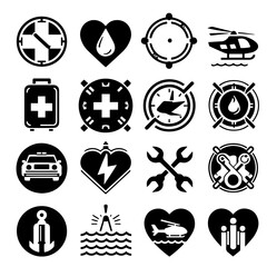 set of black icons
