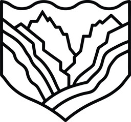 canyon icon vector line art on transparent background