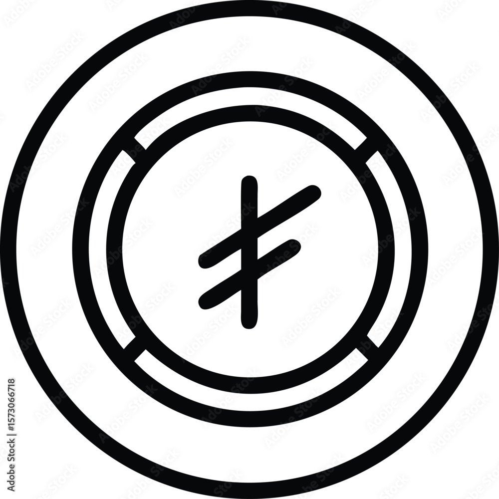 Poster clean outline of a digital token symbol enclosed within a circular border